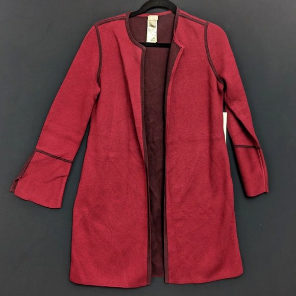 Chico's 2-in-1 Solid Reversible Long Cardigan Jacket Coat TOPPER 1 (10, 12, M) - Picture 9 of 16